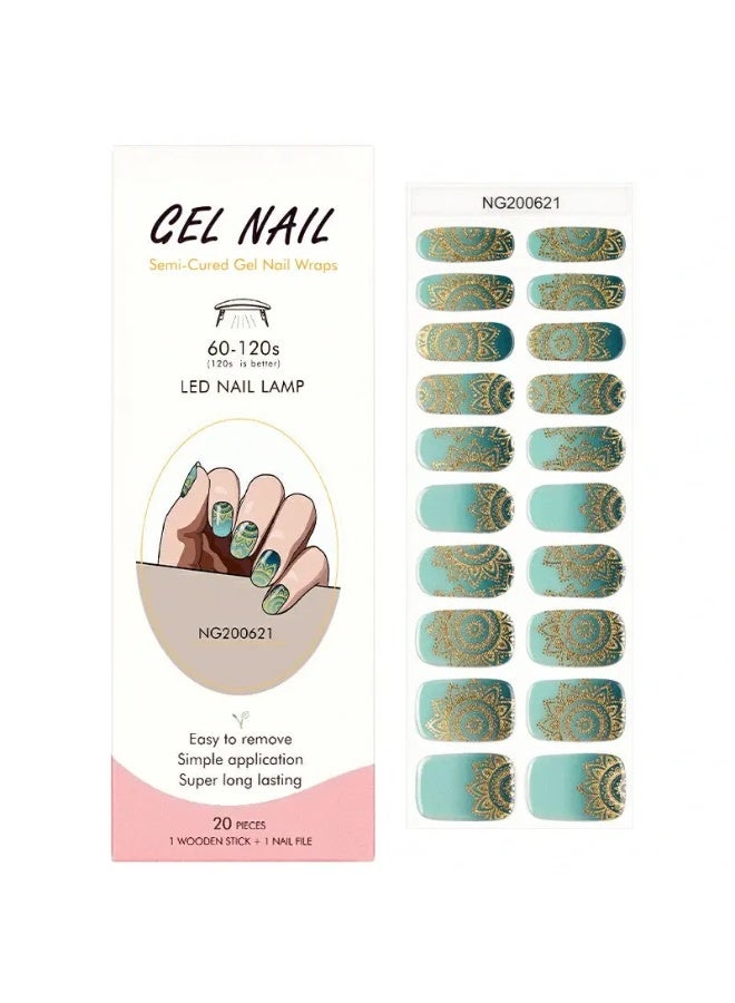 مجموعة كاملة من ملصقات جل الأظافر الممتازة مع معالجة بالأشعة فوق البنفسجية/LED | مجموعة عالية الجودة مع مبرد أظافر، ووسادات تنظيف، وأدوات خشبية، بجودة صالونات التجميل، سهلة الإزالة - Image 1